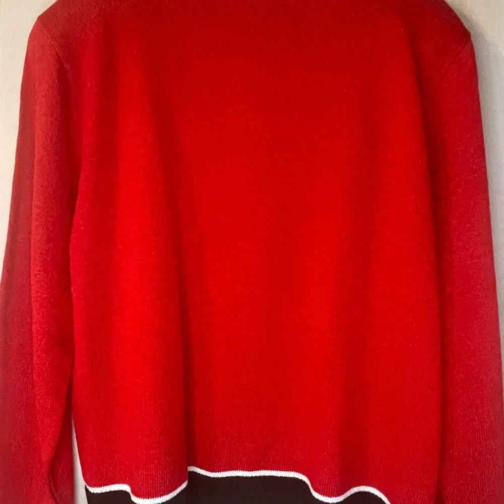 Sam Remo‎ by Laura knits red black cardigan sweater front zip size large vintage